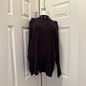 Belldini Black Mock Neck Sweater with Gold Grommets